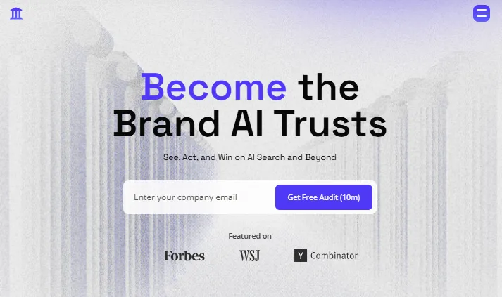 Homepage of AthenaHQ, a strategic enterprise platform for AI brand perception and narrative monitoring.
