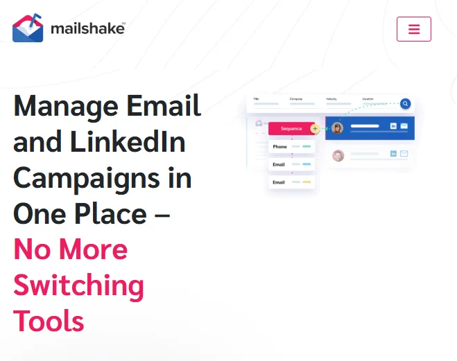 Smartlead competitor Mailshake home page screenshot