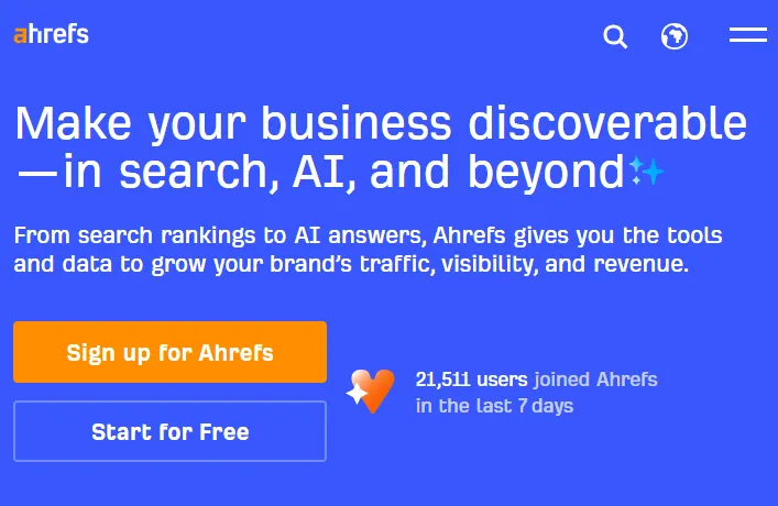 Ahrefs home page screenshot