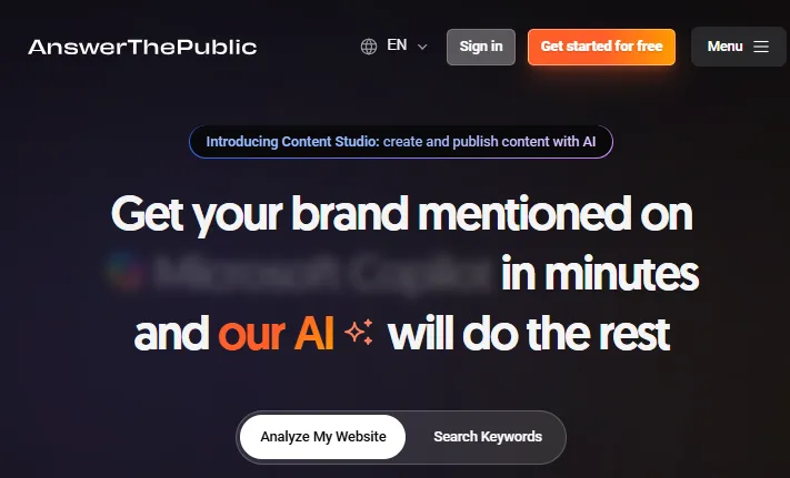 Answer the public home page screenshot