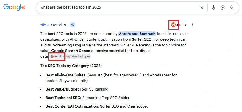 Reddit dominating Google AI Overview citations is one of the biggest SEO trends in 2026