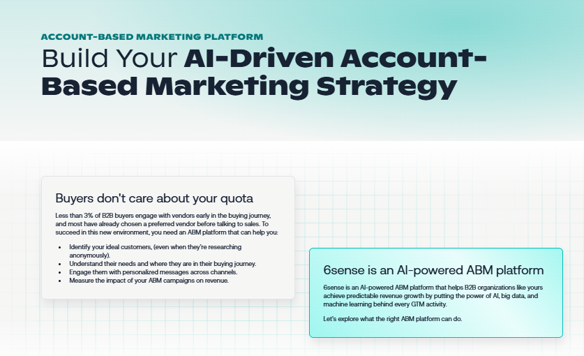 6sense Reveneu AI showing AI-driven Account-Based Marketing strategy